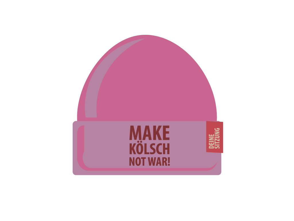 Beanie - Strickmütze "MAKE KÖLSCH NOT WAR!", hibiskus