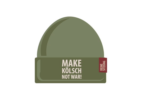 Beanie - Strickmütze "MAKE KÖLSCH NOT WAR!", khaki