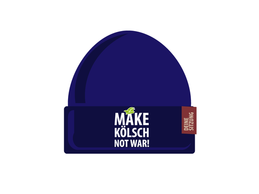 Beanie - Strickmütze "MAKE KÖLSCH NOT WAR!", marine